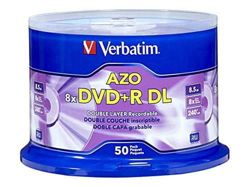 Verbatim Dvd + R De Doble Capa De 8,5 Gb Azo 8x-10x Marca De