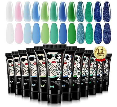 Morovan Poly Gel: 12 Colores Para Uñas Con Gel De Poliéster 