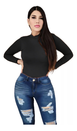 Blusa Casual Para Dama, Blusa Manga Larga, Basica De Dama