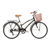 Bicicleta Urbana Olmo Amelie Plume Rapide R26 18  6v Frenos V-brakes Cambio Shimano Tourney Tz500 Color Negro Con Pie De Apoyo  