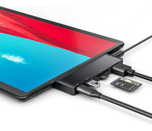 Hub Usb-c A Usb3,0 Hdmi Pd60w Audio Sd/tf Para Surface Pro X