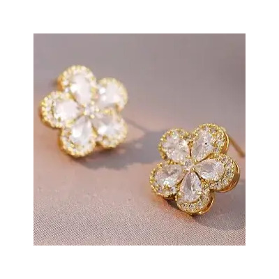 Pendientes Giratorios Con Forma De Flor Y Circonio Para Muje