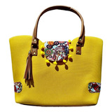 Bolsa De Mano Para Mujer, Diseño Artesanal Amarillo Elegante