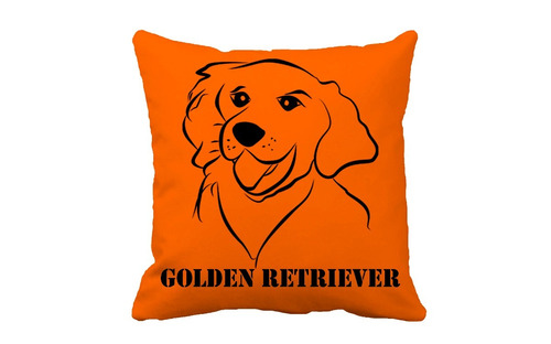 Almofada Decoração Golden Retriever - Laranja E Preto