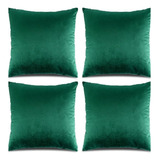 4 Cojin Decorativos Verde Esmeralda Sala 45x45