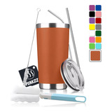 Vaso Térmico Portátil De Acero Inoxidable 20oz Con Calor/frí Color Rojo Naranja