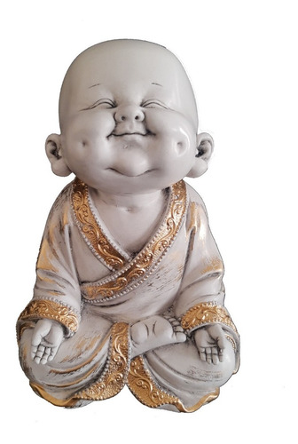 Estatua Buda Menino Meditando Sorrindo Enfeite Decorativo