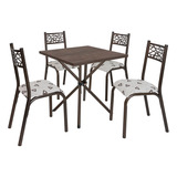 Conjunto De Mesa Ciplafe Jade Slim 4 Cad Tampo 0,75m Ad Bz