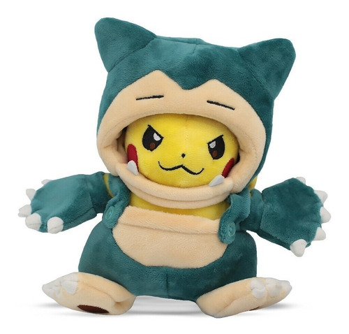 Pikachu Snorlax Cosplay Pelúcia Original Pokémon Center 22cm