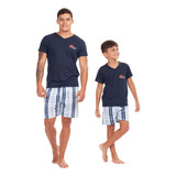 Kit 2 Pijamas Pai E Filho Ou Filha Manga Curta Verão Oferta