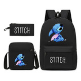 Stitch Mochila De 3 Peças Para Adolescentes + Bolsas De Ombr