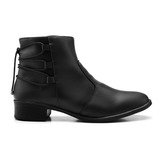 Bota Coturno Feminina Cano Curto Salto 4cm Bico Redondo