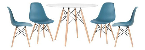 Kit - Mesa Redonda Eames 100 Cm Branco + 4 Cadeiras Eiffel D