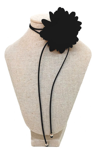 Choker De Flor De Tecido Gargantilha Feminina Em Couro Luxo