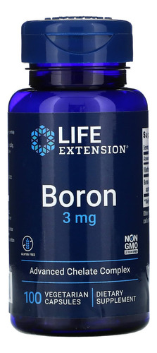 Life Extension Boro 3mg Advanced Chelate 100 Cápsulas Sabor Sem Sabor