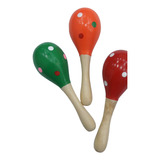 Maracas Infantil De Madera Coloridas Instrumento Musical