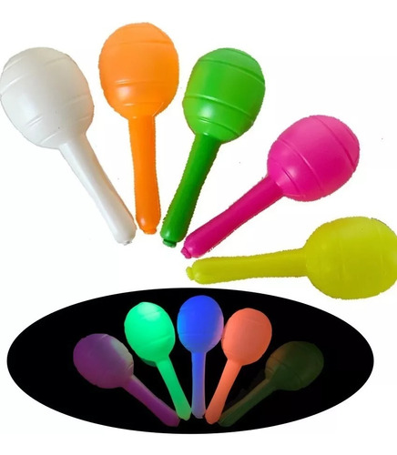 Maracas Fluo Redondas Fluor X 50 Plastica Cotillon Carioca