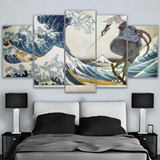 5 Cuadros Decorativos Ola Kanagawa Saske Diseño Art 150x84cm