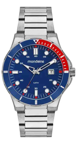 Relógio Mondaine Prata Masculino 32569g0mvne2 Cor Do Fundo Azul