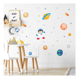Adesivos De Parede Decorativo Astronauta Planeta Estrelas