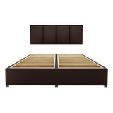 Cama Recamara Base Box Cabecera Tapiz Chocolate King Size