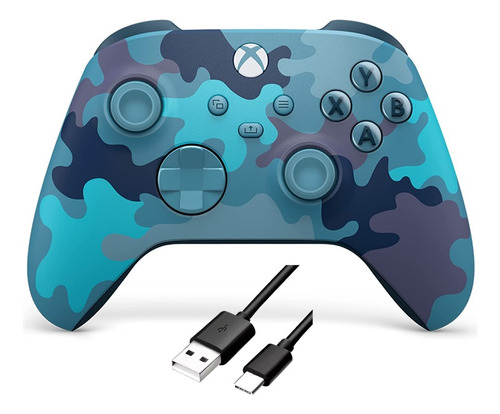 Control Xbox One Series S/x Mineral Camo Azul Camo + Cable 