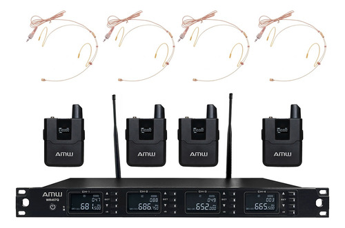 Amw Bu3000 Microfone Sem Fio 4 Canais Digital Uhf Auricular