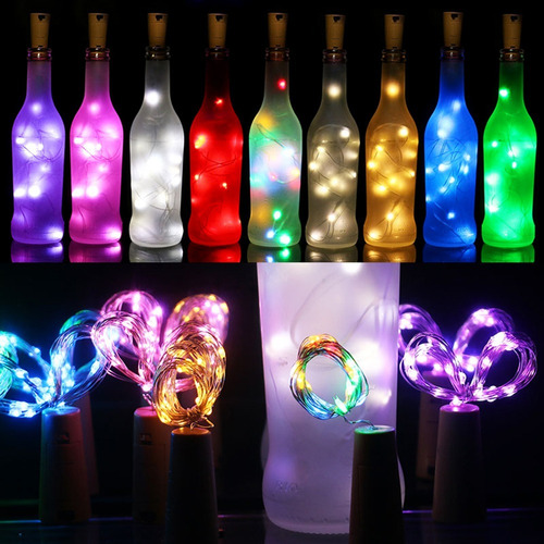 Luces Corcho Hada Alambre Micro Led Boda Deco Colores 2m 