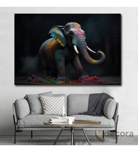 Cuadro Elefante Colores Canvas Elegante Sala Animal 21 60x90