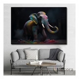 Cuadro Elefante Colores Canvas Elegante Sala Animal 21 60x90