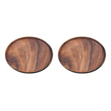 2 Tablas Redondas De Madera Maciza, Frutero De Madera Entera