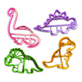 4x Dinosaurios Cutes - Cortante Molde Galletas Masa Fondant