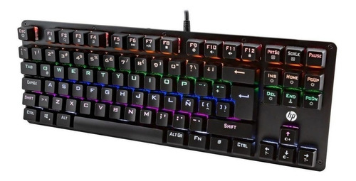 Teclado Gamer Hp Gk200 Qwerty Español Color Negro Con Luz Rgb