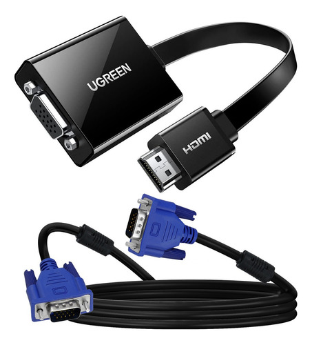 Kit Cable De Video Vga A Vga 1.5m + Adaptador Hdmi Ugreen