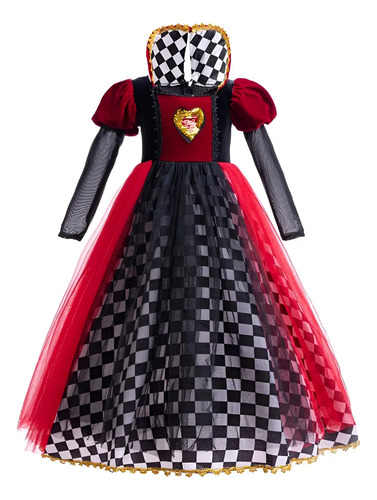 Disfraz De Reina De Corazones For Halloween For Niñas, 6