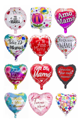 Pack 25 Globos Metálicos Día De La Madre 45 Cm