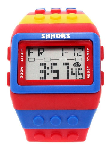 Reloj Para Joven Niño Niña Bloque Ajustable Marca Shhors Color De La Correa Azul-varios