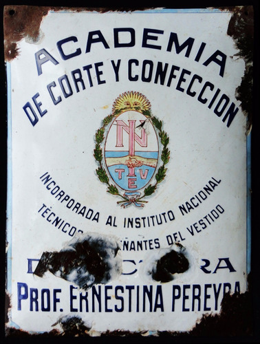 Antiguo Cartel Enlozado Academia De Corte Y Confección 23070
