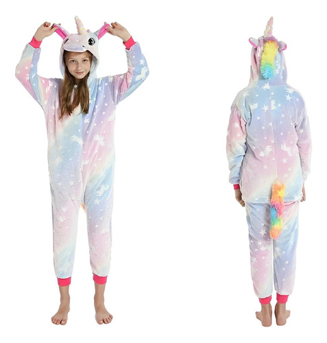 Pijama Mameluco Unicornio Brilla En La Oscuridad Para Niña