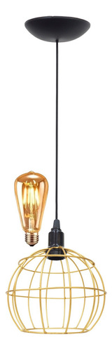 Pendente Aramado Globo + Lâmpada Lustre Retrô Dourado 110v/220v