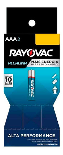 Pilha Alcalina Rayovac Palito Aaa Tubo Com 32 Unidades