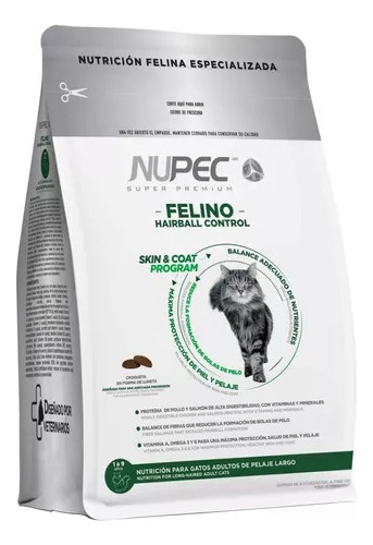 Nupec Felino Hairball Gato Pelaje Largo Salmón Arroz 1.5k