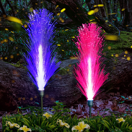 Luces Solares Decorativas De Jardín Con Fibra Óptica, Set De