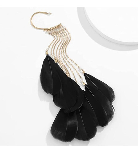 Ear Cuff Aro Solitario Plumas Colgantes Nuevo Importado