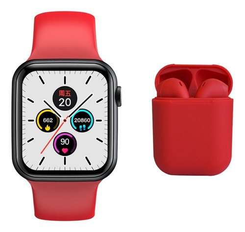Smartwatch S7 Llamadas Bt Música Y Audífonos En Color Rojo