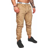 Pantalón Jogger Bolsas Cargo Casual Cómodo Gabardina 2905str