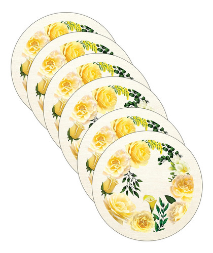 Capa Sousplat Flores Amarela - 6 Peças