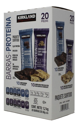 Barras De Proteína Chocolate 20 Piezas 1.2 Kg Kirkland