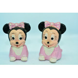 2 Bebé Mini Minnie Porcelana Fria  4x5cm Art Usado Por Los 2