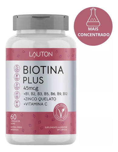 Biotina C/ B1 B2 B3 B5 B6 B9 B12 Zinco Quelado Vitamina C Sabor Sem Sabor